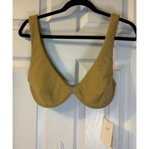 Ziah Lara Plunge Boucle Bikini Top Size 10 US NEW Underwire Caramello Beach